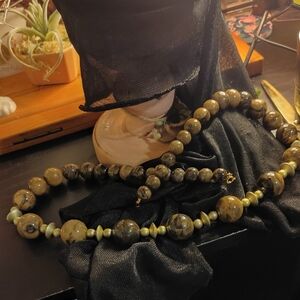 Elegant Brown Beaded Necklace 30 In. NWOT